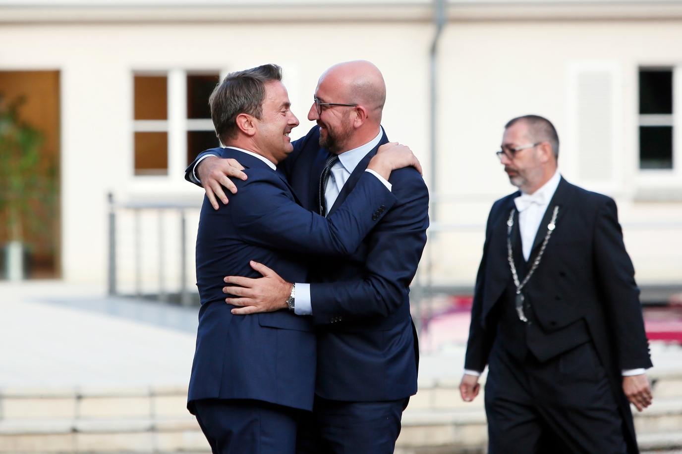 Working meeting between the Prime Minister of Luxemburg, Mr. Xavier Bettel, the President of the Republic of France, Mr. Emmanuel Macron and the Prime Minister of Belgium, Mr. Charles Michel