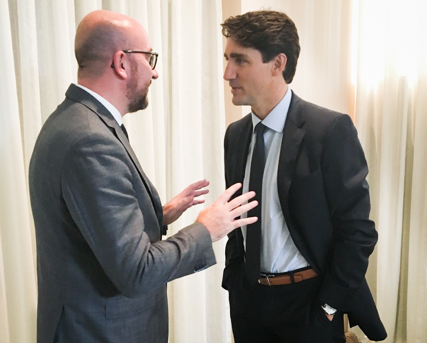 72nd United Nations General Assembly: friendly meeting with the Canadian Prime Minister Justin Trudeau.