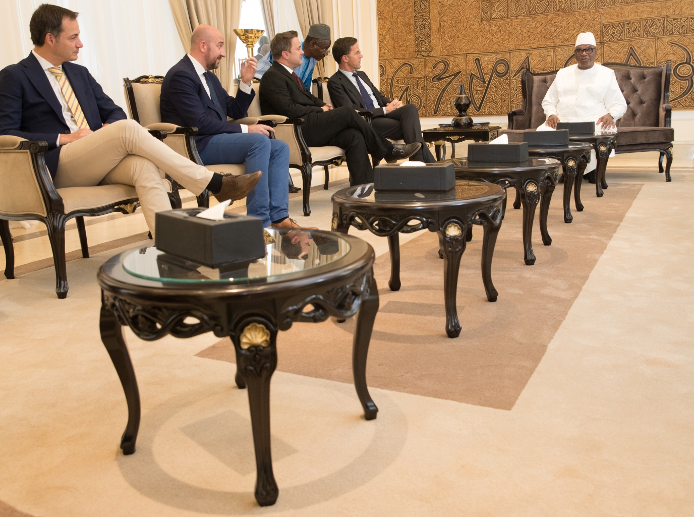 Entretien avec le Président du Mali, Ibrahim Boubacar avec les Premiers ministres du Luxembourg Xavier Bettel et des Pays-Bas Mark Rutte.