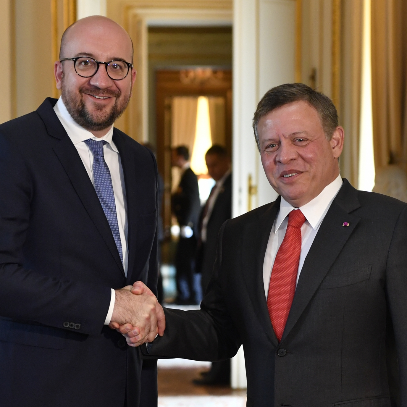 Jordanischer Staatsbesuch: Audienz SM König Abdullah II & Premierminister Charles Michel