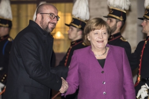 Premierminister Michel mit der deutschen Bundeskanzlerin Angela Merkel