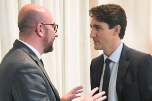 72nd United Nations General Assembly: friendly meeting with the Canadian Prime Minister Justin Trudeau.