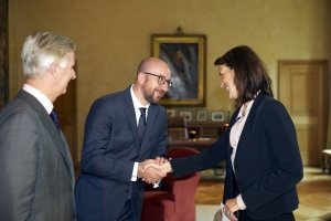 Eedaflegging van Sophie Wilmès als federale Minister van Begroting, belast met de Nationale Loterij. 