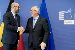 Treffen mit dem Präsidenten der Europäischen Kommission Jean-Claude Juncker zur Vorbereitung des Europäischen Rates am 22. und 23. März.